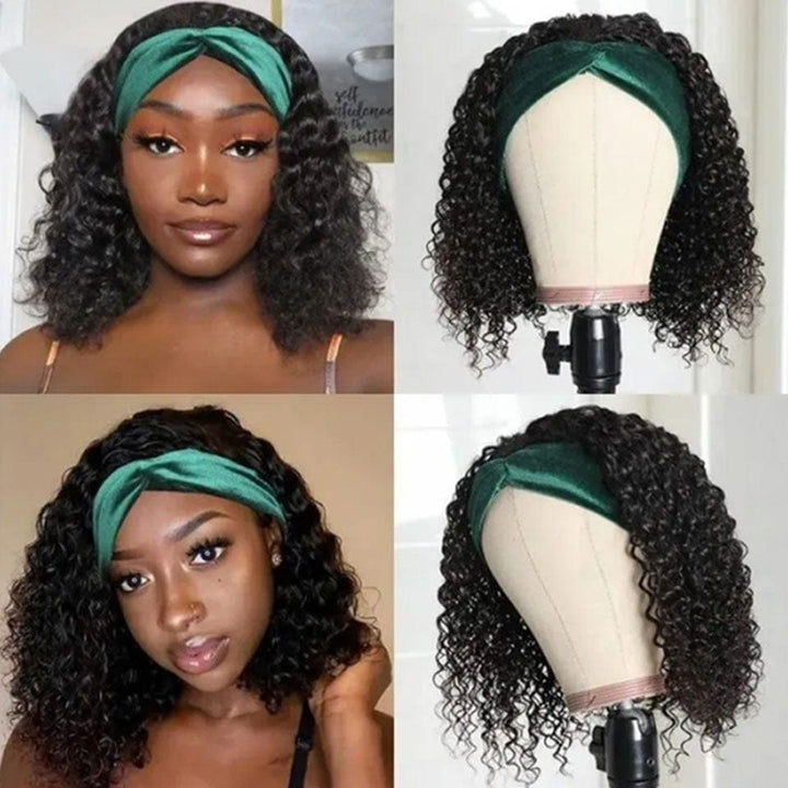 ailuxyhair-fr AILUXY Perruque Bandeau Bouclé Noir Bob Perruque 100% Cheveux Humains