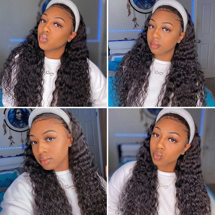 ailuxyhair-fr AILUXY Perruque Bandeau Deep Wave Longue Noir Perruque 100% Cheveux Humains