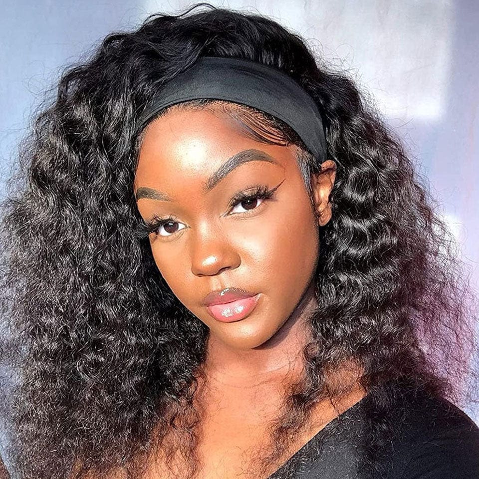 ailuxyhair-fr AILUXY Perruque Bandeau Deep Wave Noir Bob Perruque 100% Cheveux Humains