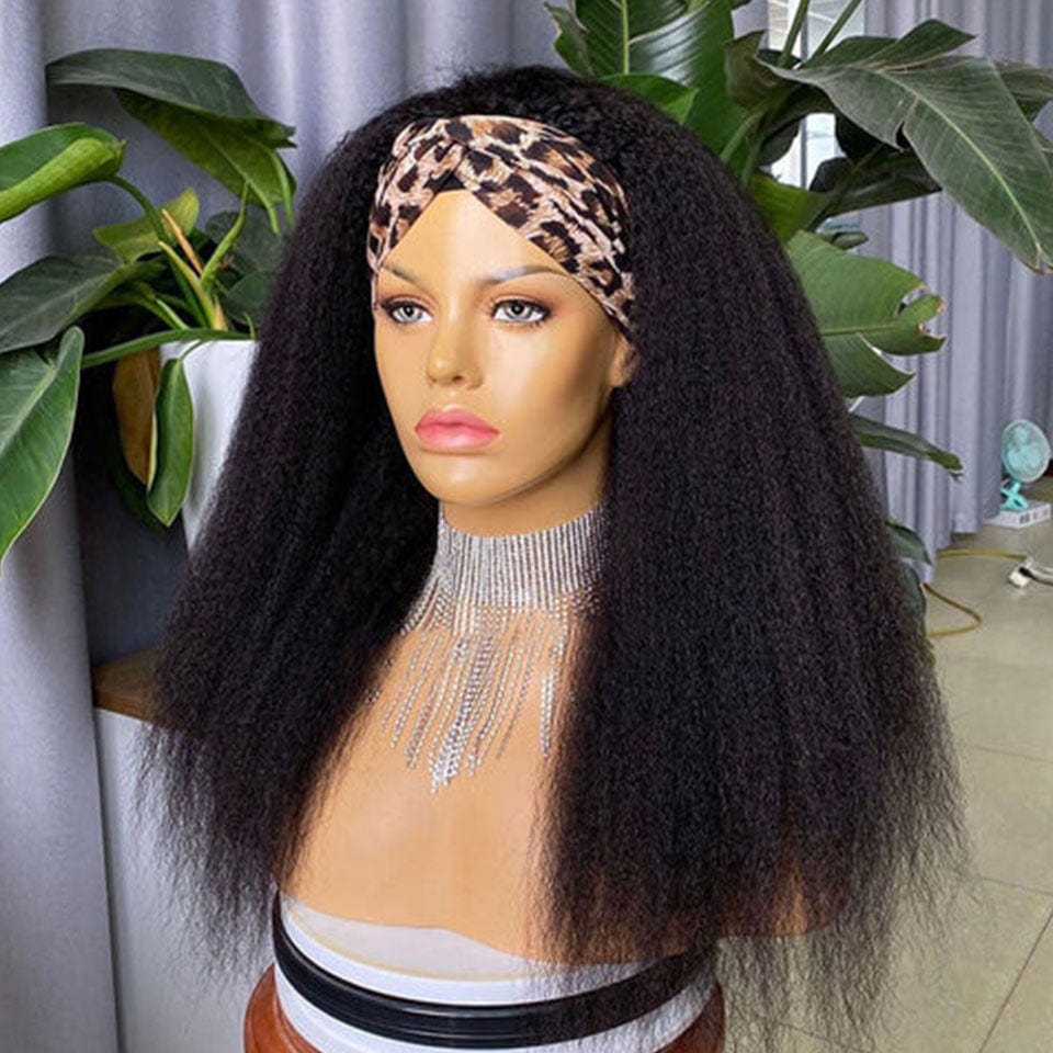 ailuxyhair-fr AILUXY Perruque bandeau Kinky lisse Longue Noir Perruque 100% Cheveux Humains
