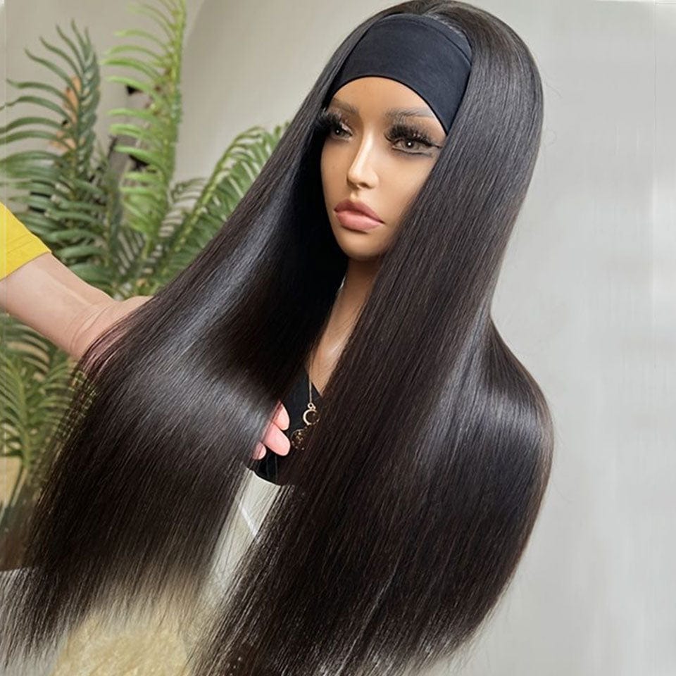 ailuxyhair-fr AILUXY Perruque Bandeau Lisse Longue Noir Perruque 100% Cheveux Humains