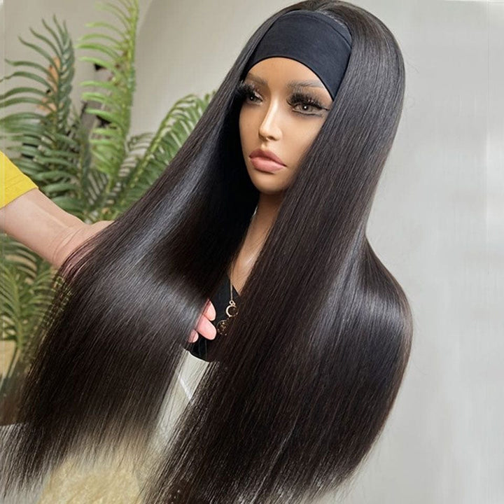 ailuxyhair-fr AILUXY Perruque Bandeau Lisse Longue Noir Perruque 100% Cheveux Humains