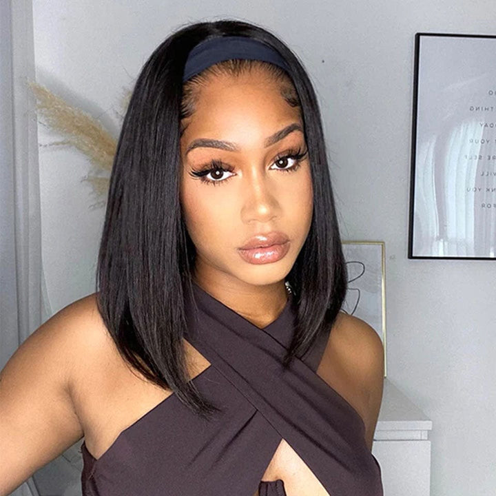 ailuxyhair-fr AILUXY Perruque Bandeau Lisse Noir Bob Perruque 100% Cheveux Humains