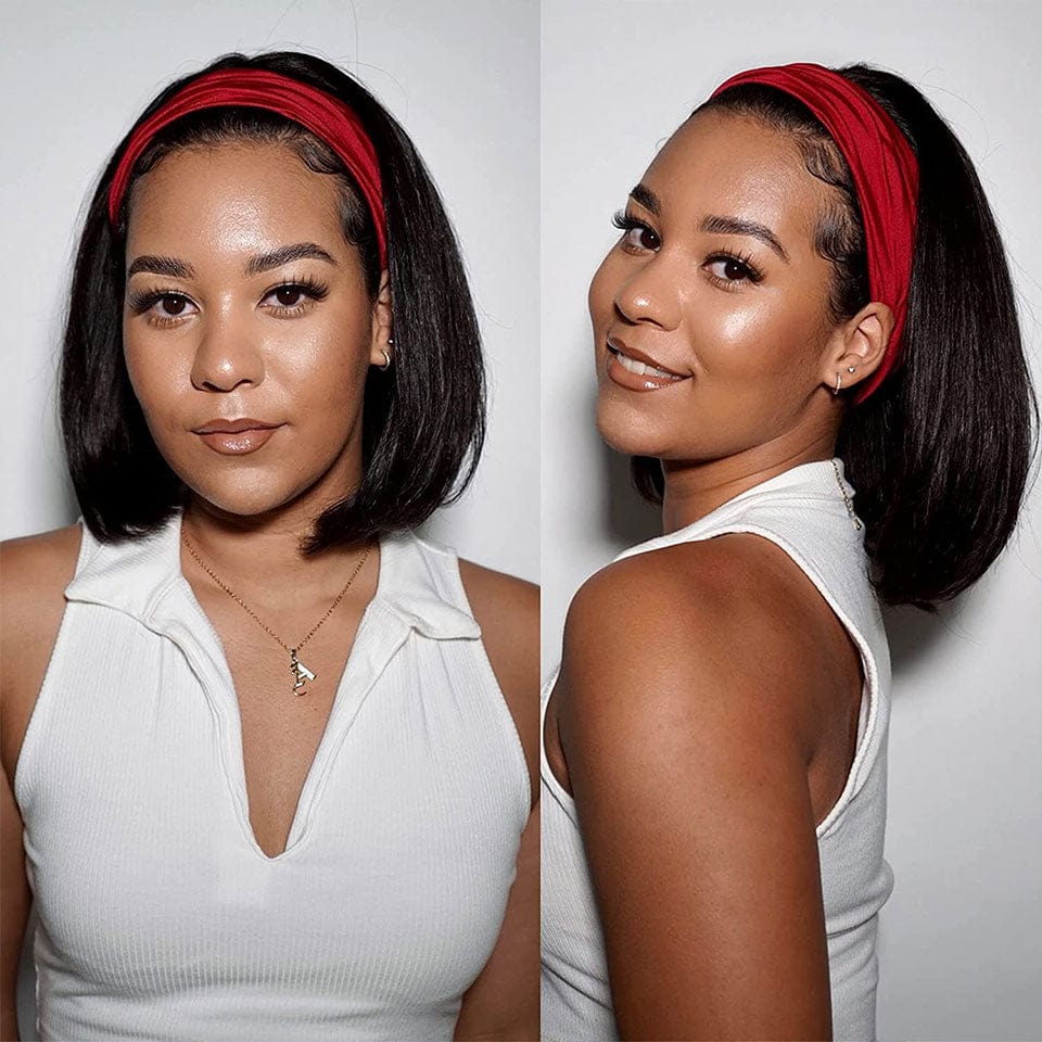 ailuxyhair-fr AILUXY Perruque Bandeau Lisse Noir Bob Perruque 100% Cheveux Humains