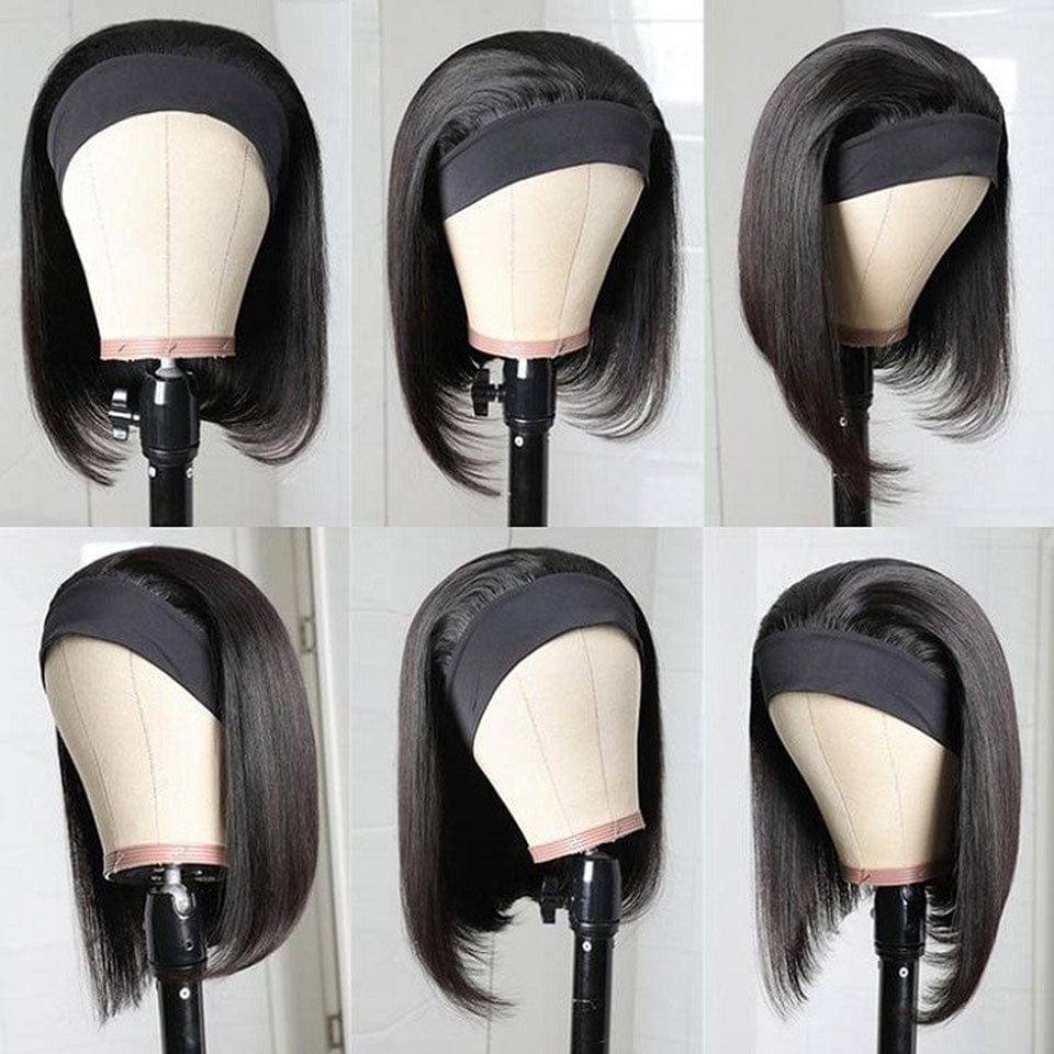 ailuxyhair-fr AILUXY Perruque Bandeau Lisse Noir Bob Perruque 100% Cheveux Humains