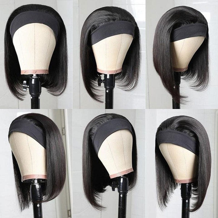 ailuxyhair-fr AILUXY Perruque Bandeau Lisse Noir Bob Perruque 100% Cheveux Humains