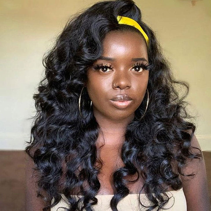 ailuxyhair-fr AILUXY Perruque Bandeau Loose Wave Longue Noir Perruque 100% Cheveux Humains