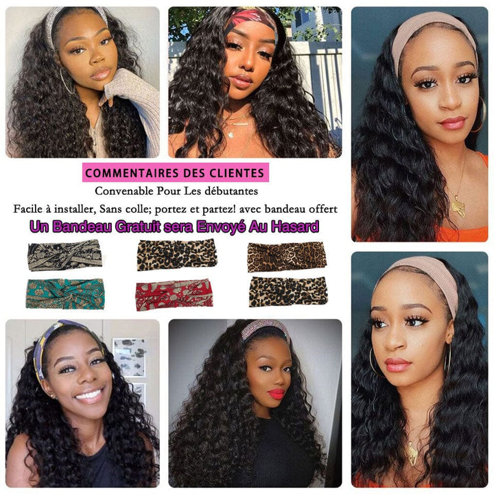 ailuxyhair-fr AILUXY Perruque Bandeau Loose Wave Longue Noir Perruque 100% Cheveux Humains