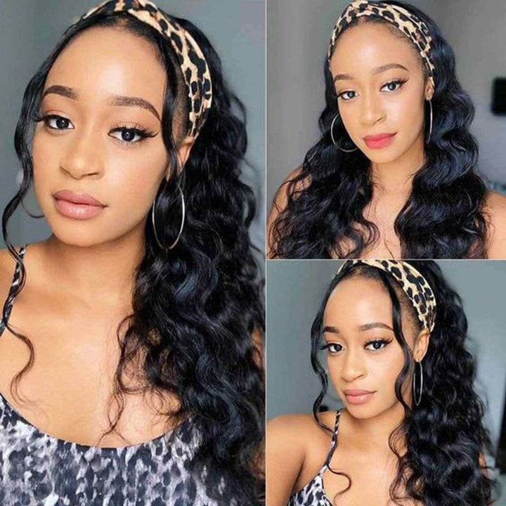 ailuxyhair-fr AILUXY Perruque Bandeau Natural Wave Longue Noir Perruque 100% Cheveux Humains