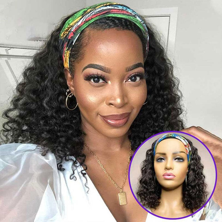 ailuxyhair-fr AILUXY Perruque Bandeau Water Wave Noir Bob Perruque 100% Cheveux Humains