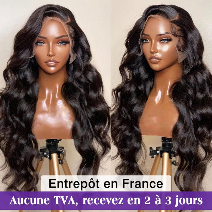 ailuxyhair-fr AILUXY Perruque Longue Ondulée Dentelle Frontale 13x6 Cheveux 100% Humains Noirs