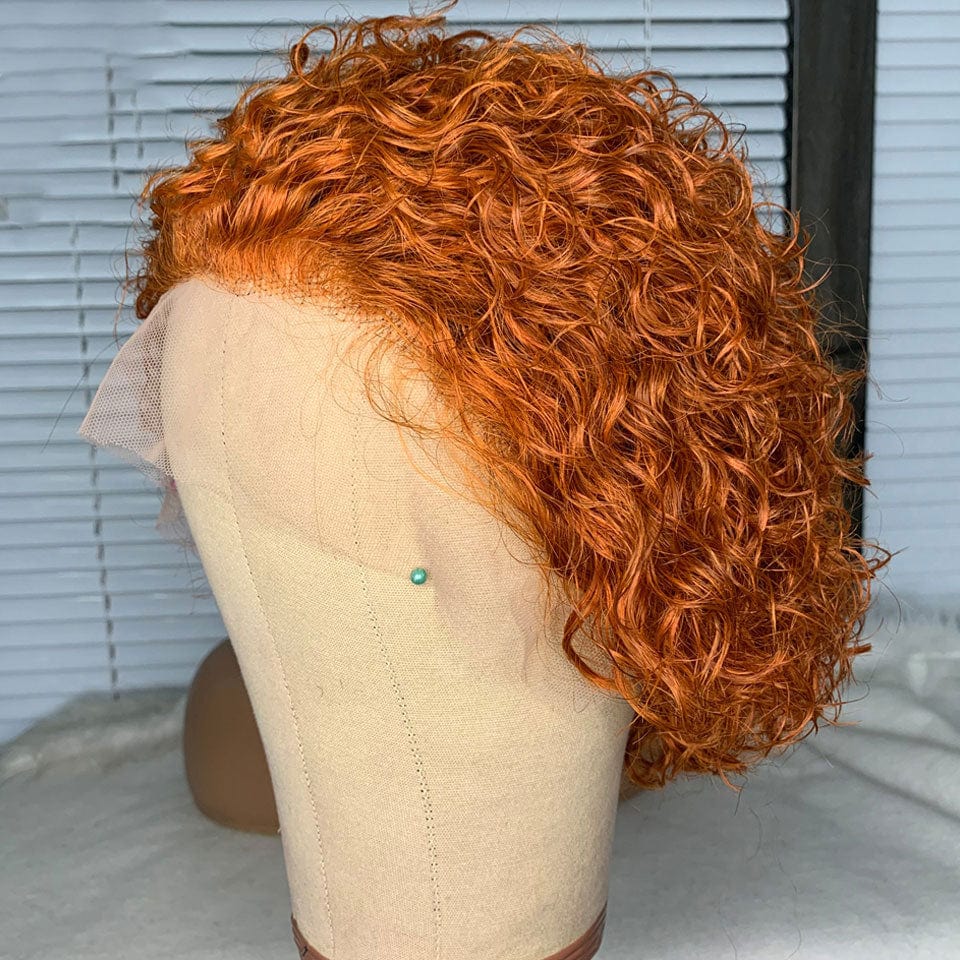 ailuxyhair-fr AILUXY T Part Lace Gingembre Orange Bouclé Courte Perruque 100% Cheveux Humains