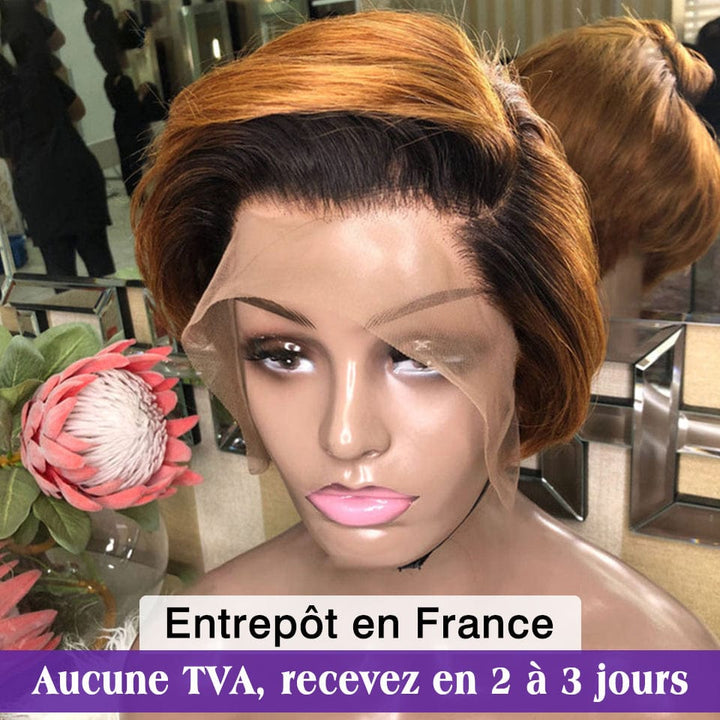 ailuxyhair-fr AILUXY T Part Lace Lisse Chocolat Brun 1B/30 Courte Perruque 100% Cheveux Humains