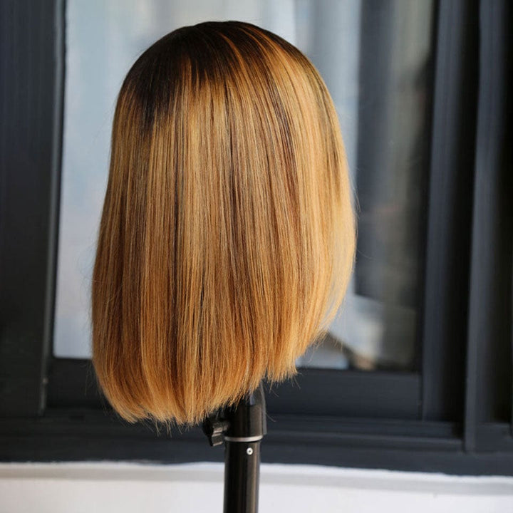 ailuxyhair-fr AILUXY T part Lace Perruque Lisse Brun Balayage Miel #4#27 Bob Perruque 100% Cheveux Humains