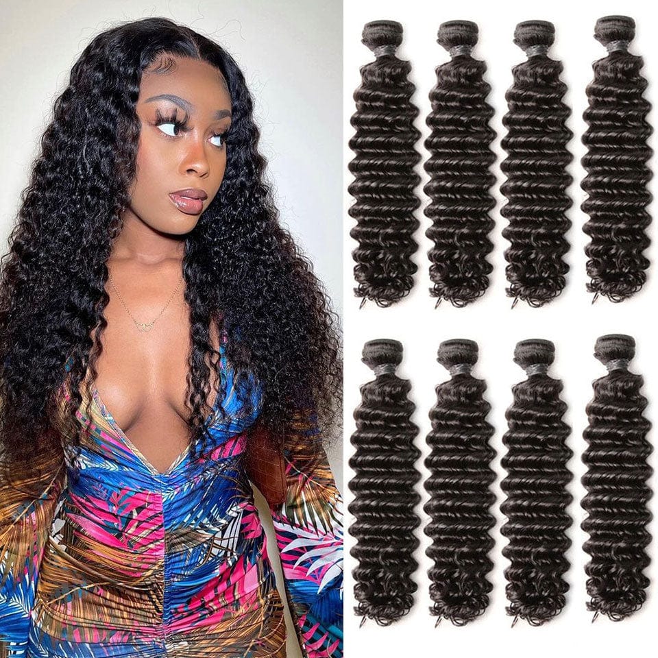 ailuxyhair-fr AILUXY Tissage Deep Wave Noir 4 Paquets 100% Cheveux Humains