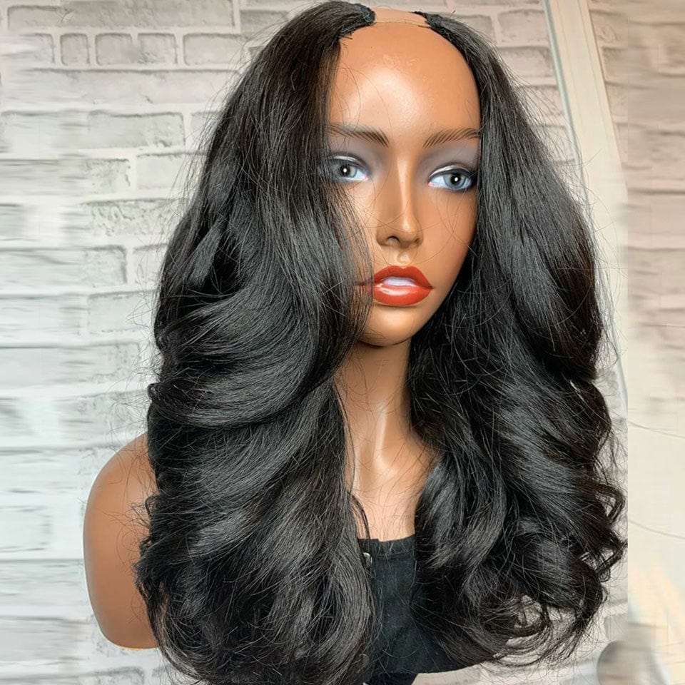 ailuxyhair-fr AILUXY U Part Lace perruque Body Wave Noir Longue Perruque 100% Cheveux Humains