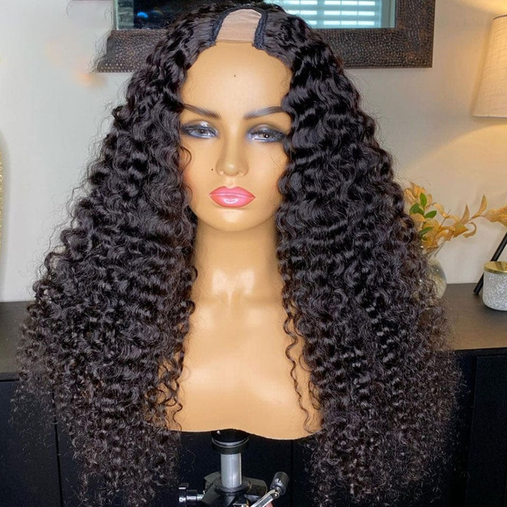 ailuxyhair-fr AILUXY U Part Lace Perruque Bouclée Longue Noire 100% Cheveux Humains
