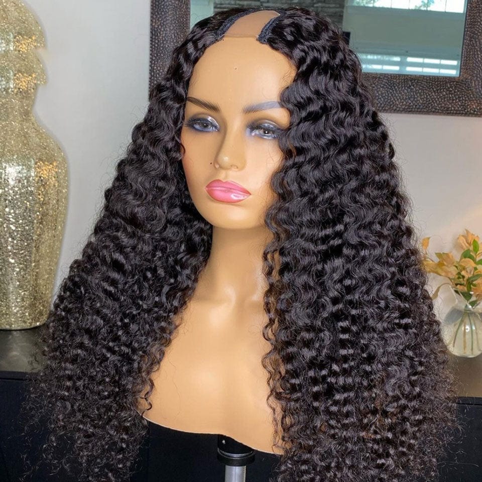 ailuxyhair-fr AILUXY U Part Lace Perruque Bouclée Longue Noire 100% Cheveux Humains