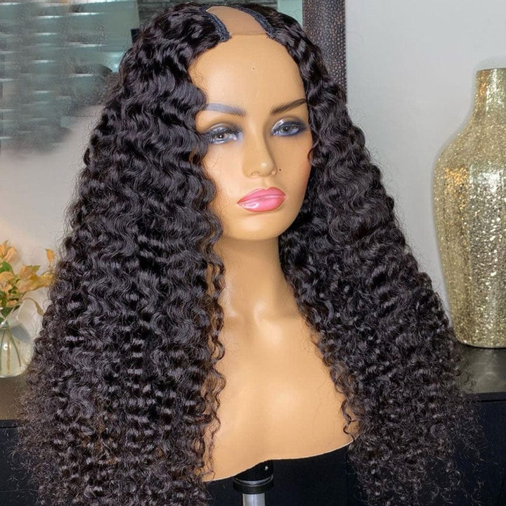 ailuxyhair-fr AILUXY U Part Lace Perruque Bouclée Longue Noire 100% Cheveux Humains