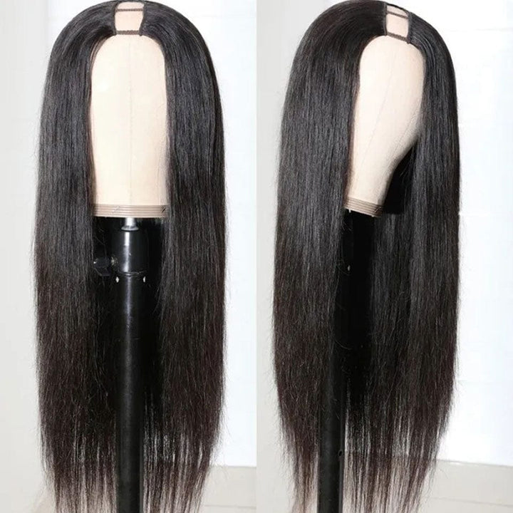ailuxyhair-fr AILUXY U Part Lace Perruque Lisse Longue Noir Perruque 100% Cheveux Humains