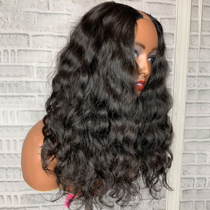 ailuxyhair-fr AILUXY U Part Lace Perruque Natural wave Longue Noir Perruque 100% Cheveux Humains