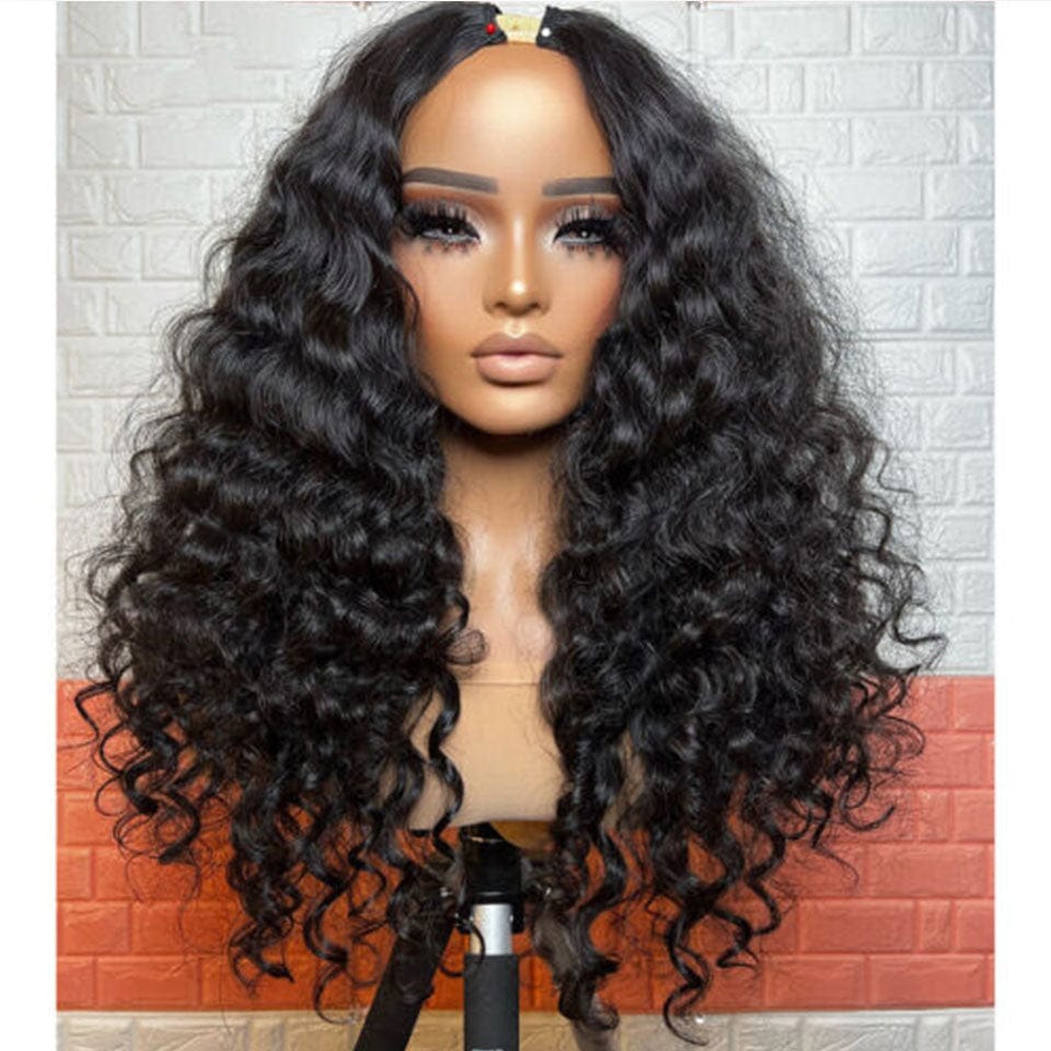 ailuxyhair-fr AILUXY U Part Lace Perruque Natural wave Longue Noir Perruque 100% Cheveux Humains