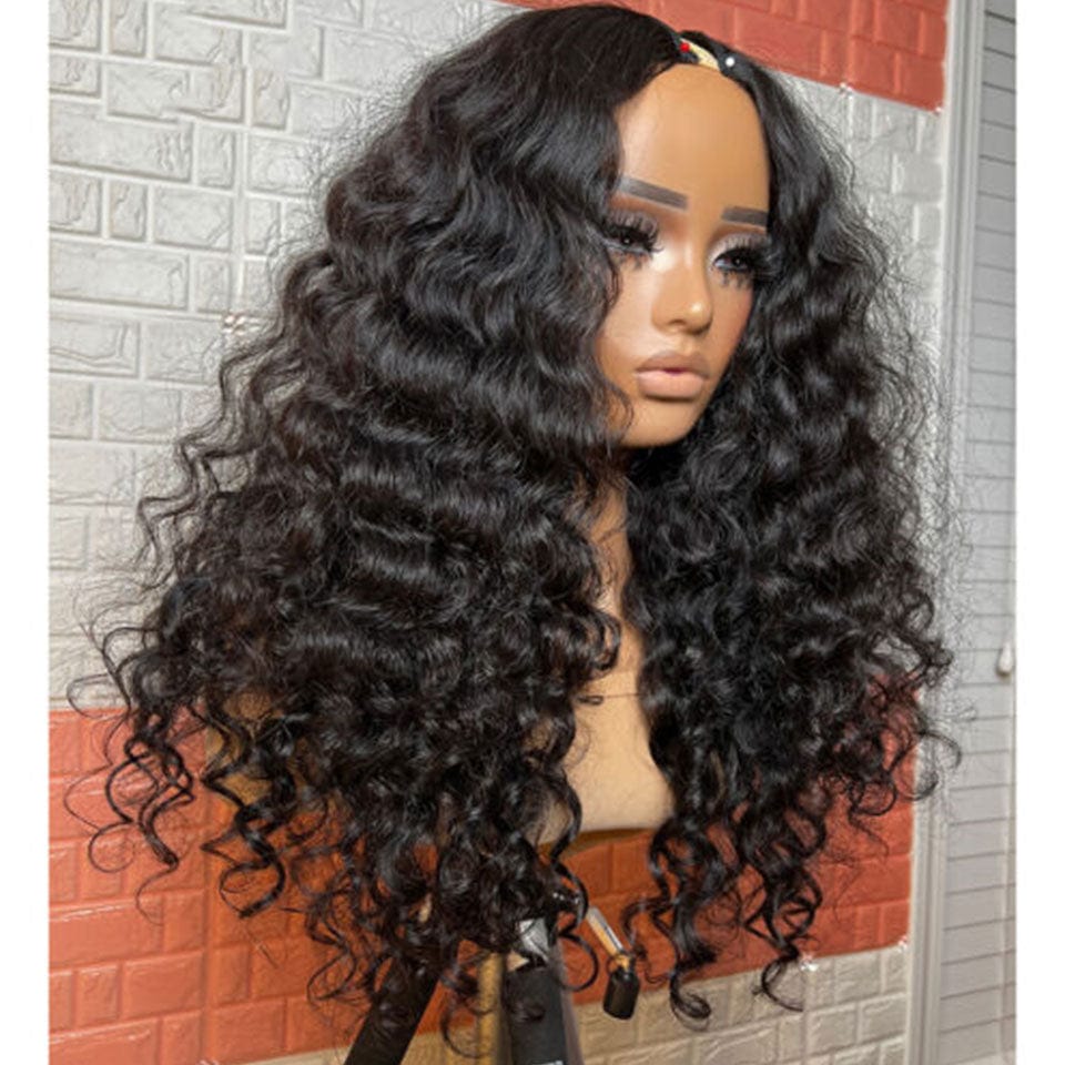 ailuxyhair-fr AILUXY U Part Lace Perruque Natural wave Longue Noir Perruque 100% Cheveux Humains