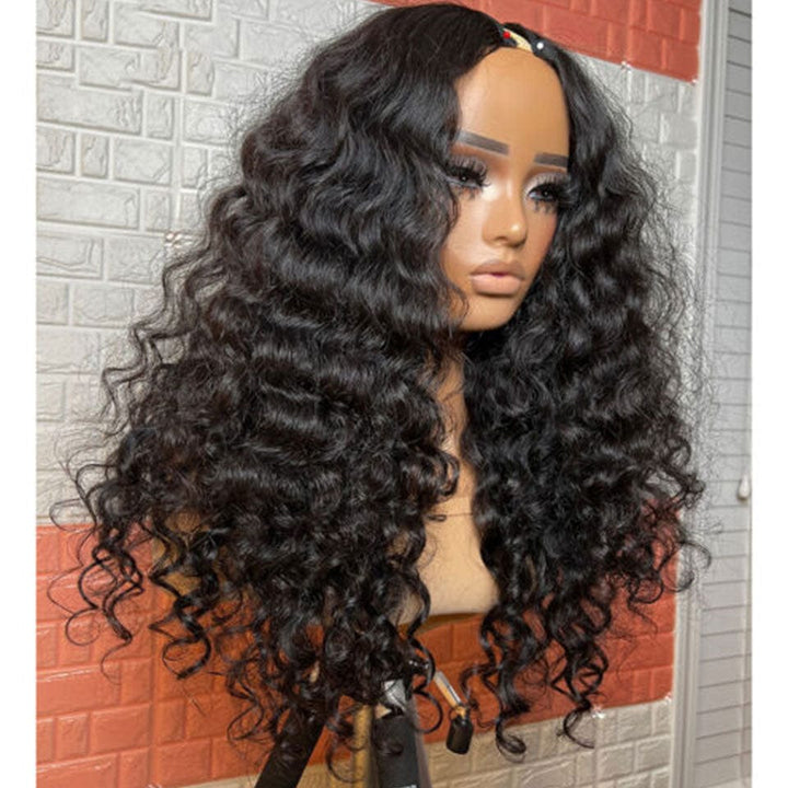 ailuxyhair-fr AILUXY U Part Lace Perruque Natural wave Longue Noir Perruque 100% Cheveux Humains