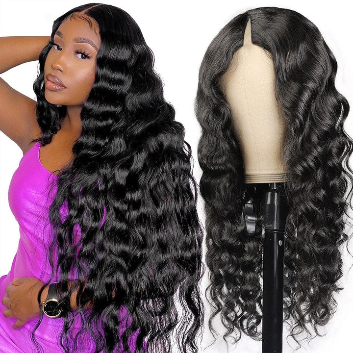 ailuxyhair-fr AILUXY V Part Lace Natural Wave Noir Longue Perruque 100% Cheveux Humains