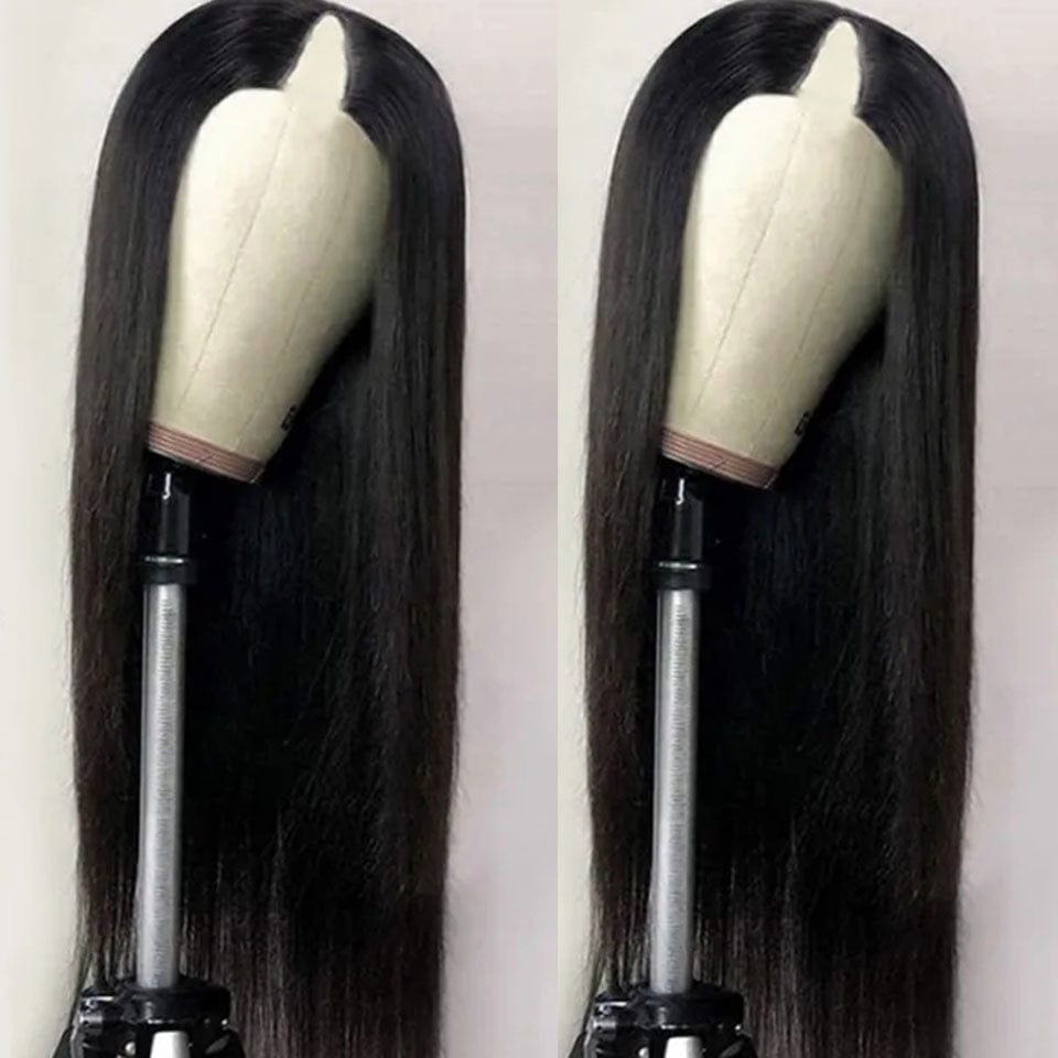 ailuxyhair-fr AILUXY V Part Lace Perruque Lisse Noir Mi-longue Perruque 100% Cheveux Humains