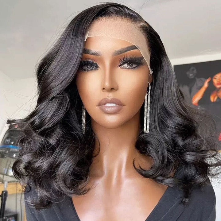 ailuxyhair-fr Entrepôt en France AILUXY 4x4 Lace Closure Perruque Body Wave Noir Courte Bob Perrruque 200% densité 100% cheveux humains