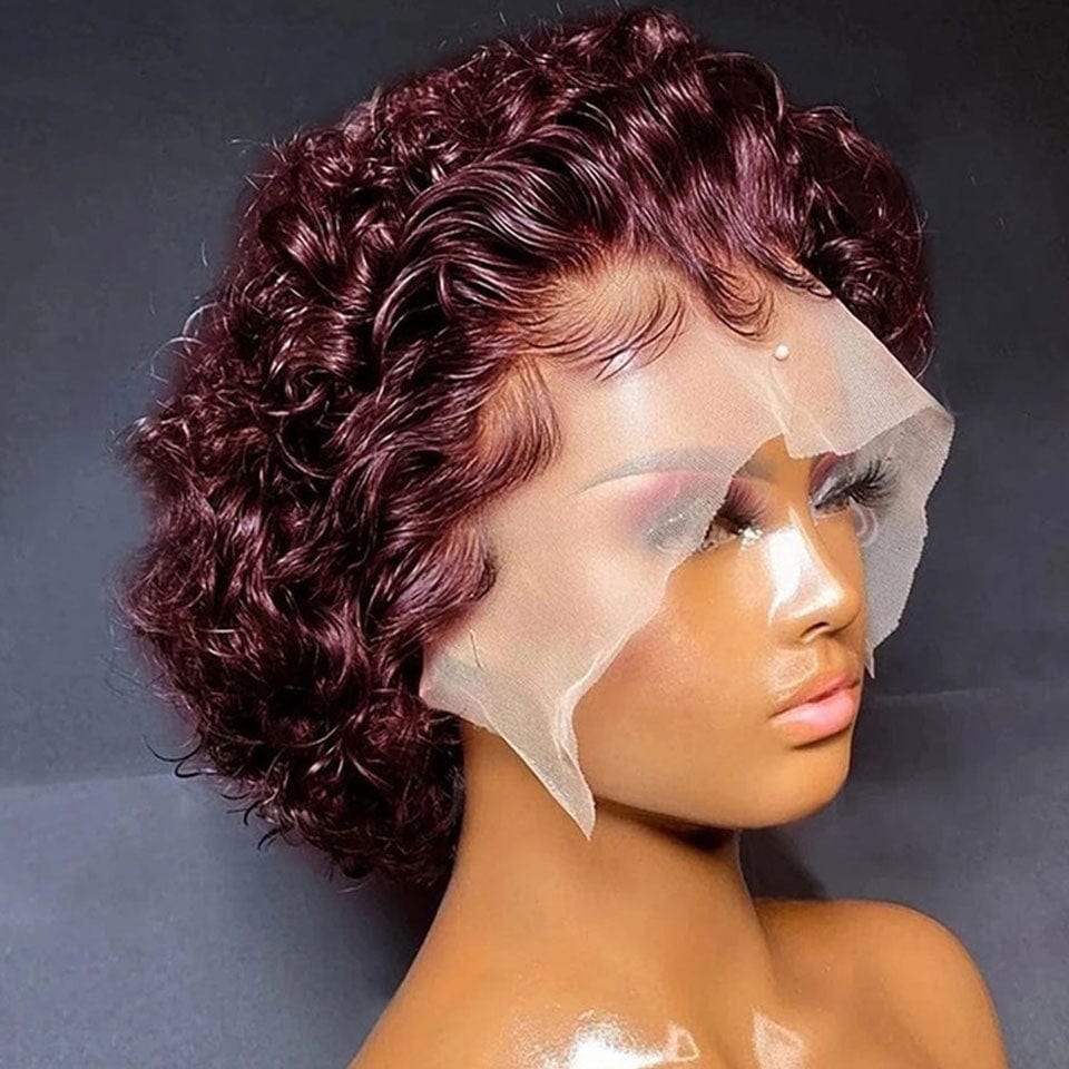 ailuxyhair-fr Perruque Coupe Pixie AILUXY Perruque Lace 13X1 99J Petites Boucles Élégantes